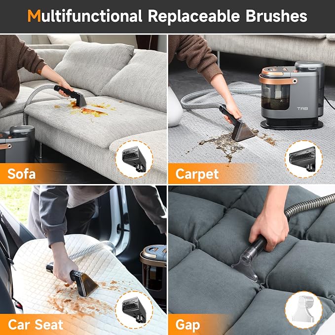 TAB Carpet Cleaner Machine, 18KPa Portable Upholstery Spot Cleaner Shampooer - Image 3