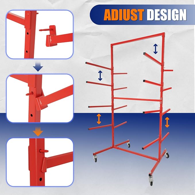 HECASA Bumper Adjustable Storage Rack Steel Floor Mobile Bumper Storage Rack - Image 3