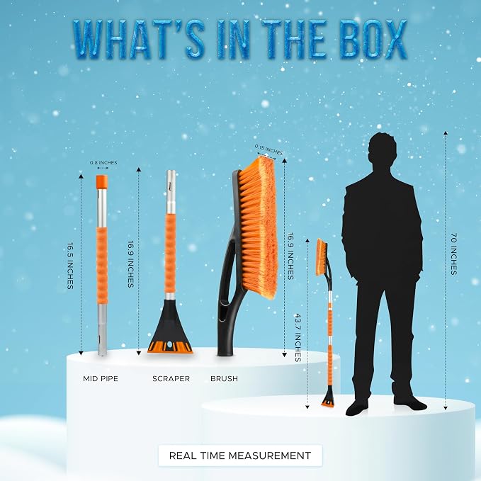 EcoNour 43" Ice Scrapers for Car Windshield Extendable | 3 Parts Detachable - Image 7