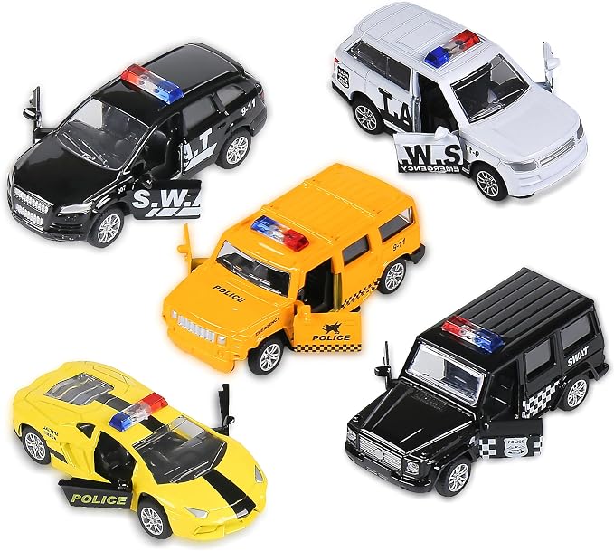 KIDAMI Die Cast Metal Little Toy Cars Set of 5, Openable Doors Pull Back Car by KIDAMI