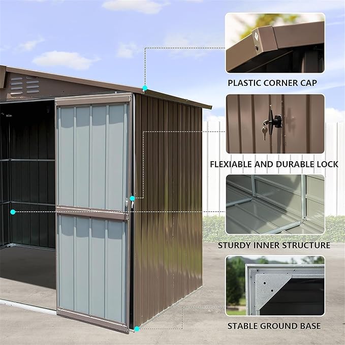 IKERY Metal Storage Shed 8.2' x 6.2' - Image 2