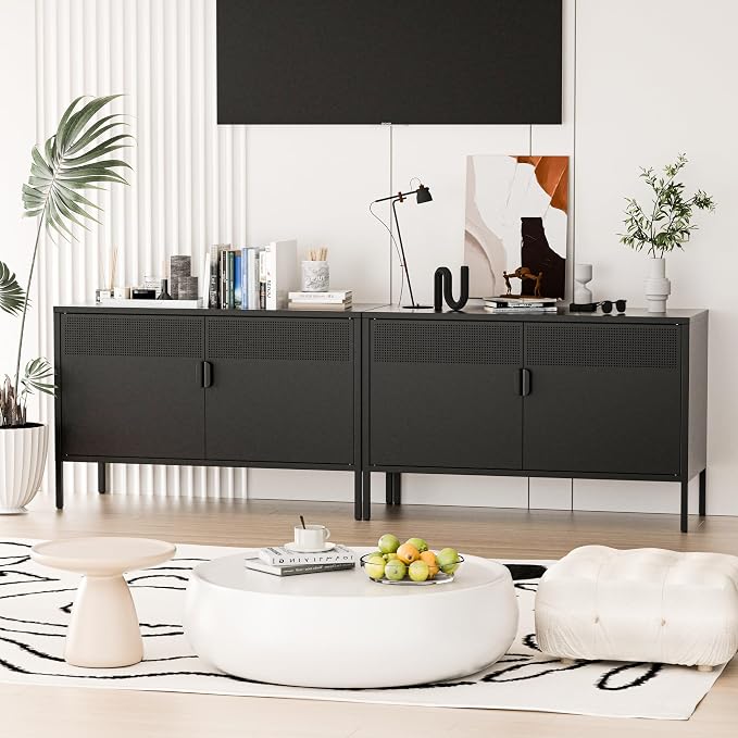 2 Door Storage Sideboard, Metal Storage Cabinet - Image 5