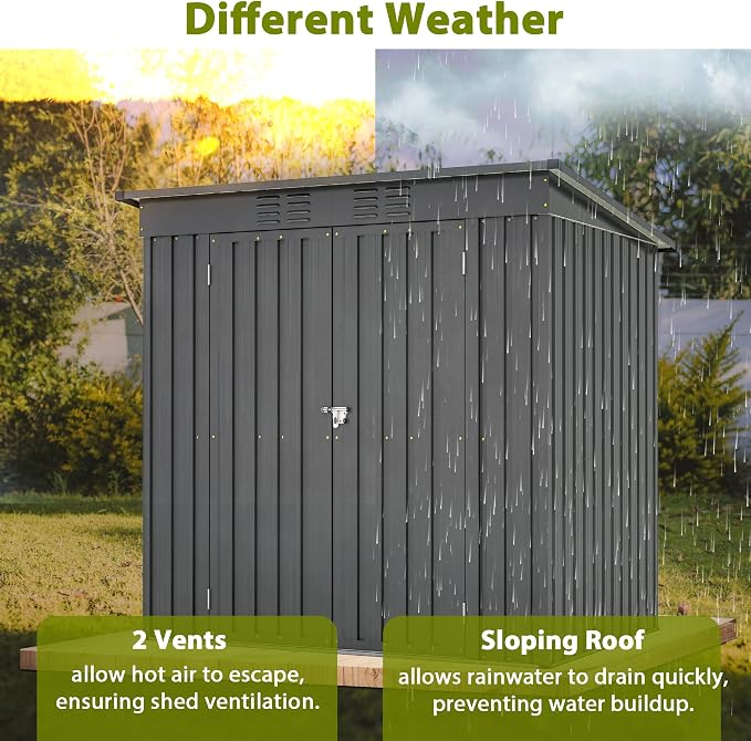 Outdoor Storage Shed, 6 X 4ft Metal Galvanized Steel Garden Shed - Image 4