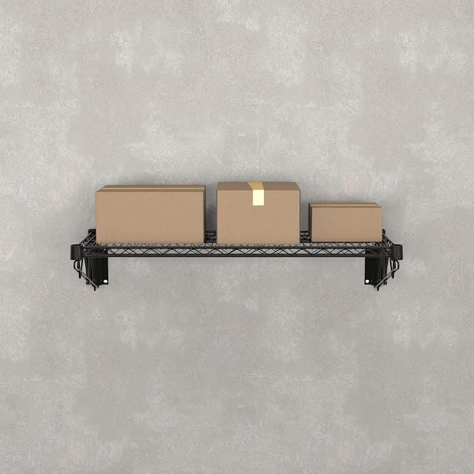 14" x 36" Black Epoxy Wire Wall Mount Shelf - Image 2