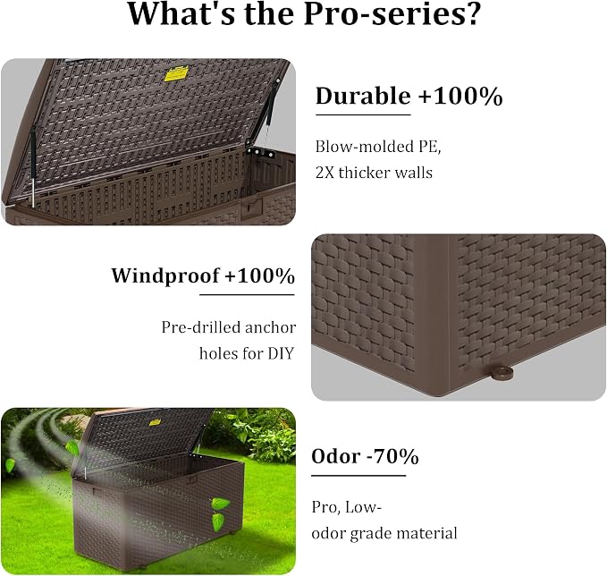 110 Pro Gallon Resin Deck Box, Waterproof Outdoor Storage Bin - Image 9