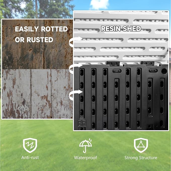 Devoko Resin Outdoor Storage Shed, 34 Cu Ft Outdoor Storage Cabinet Without - Image 4