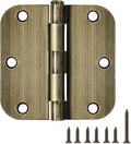 12 Pack Antique Brass Door Hinges 3.5 Inch Interior 3 1/2" Round 5/8" Radius by TDCHINGES