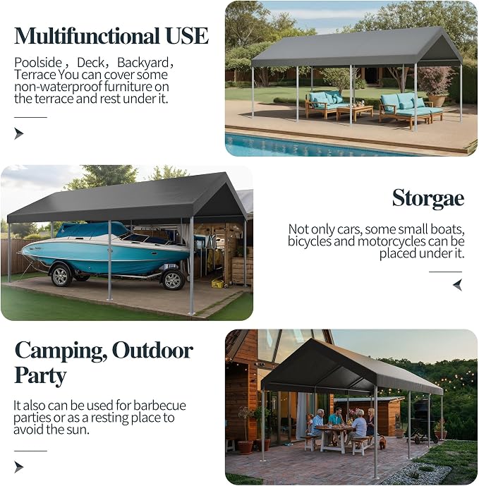 Shintenchi 10x20ft Heavy Duty Carport - Image 5