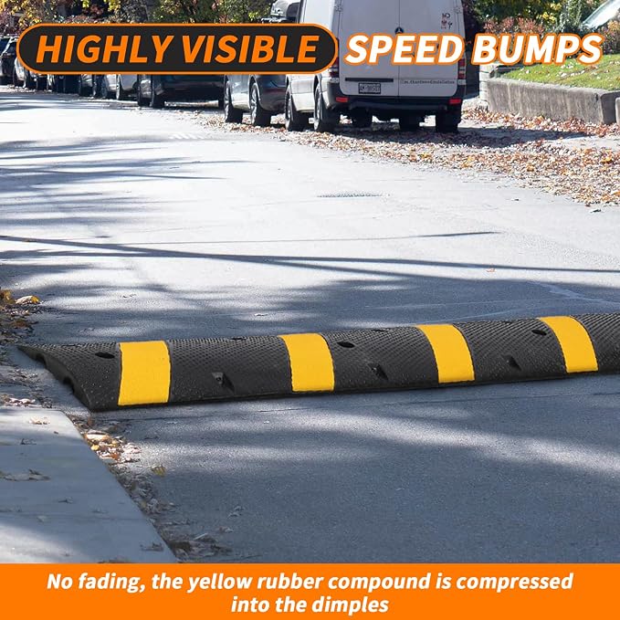 3.3 Ft Rubber Speed Bump, 2 Pack 2 Channel Modular Heavy Duty Speed Bumps Humps - Image 5