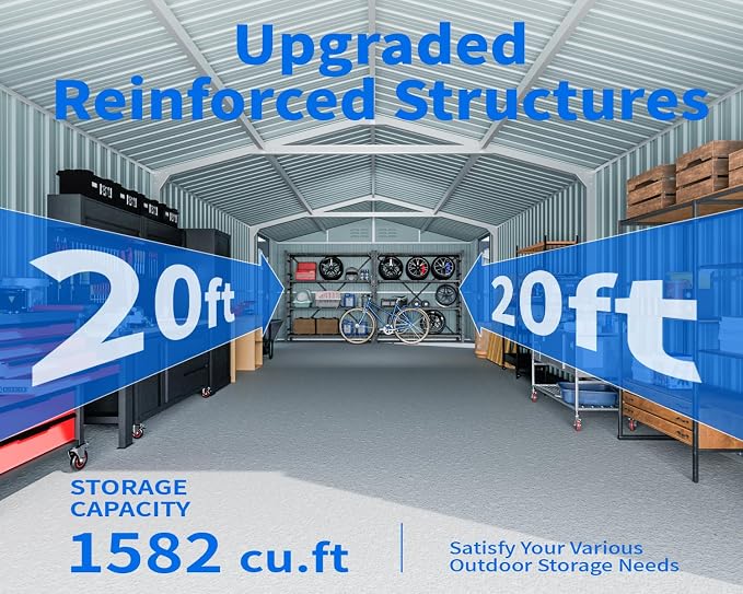 20 x 13 FT Outdoor Storage Shed, Metal Garage Shed - Image 4