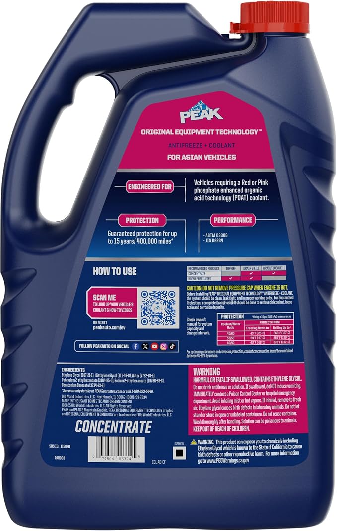 PEAK OET Extended Life Red/Pink Concentrate Antifreeze/Coolant - Image 2