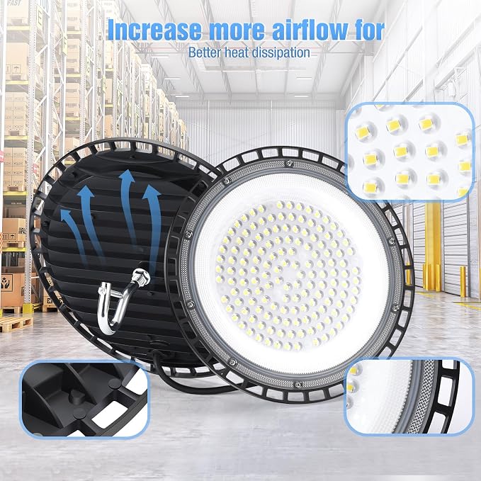 20 Pack 150W UFO Led High Bay Light Fixture, 5000K Daylight Commercial Shop Bay - Image 2