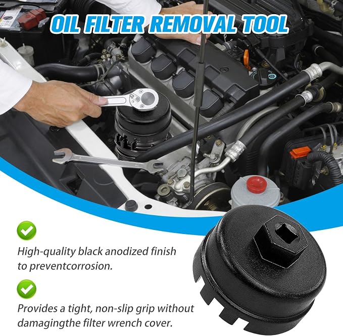 Heavy Duty Oil Filter Cap Removal Tool, 64mm 14 Flute Oil Filter Wrench - Image 6
