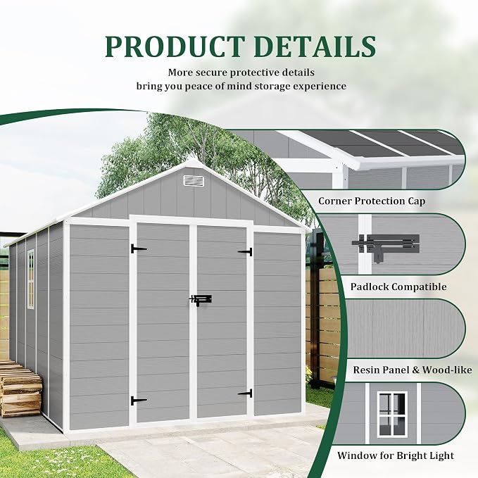 8x10 FT Outdoor Storage Resin Shed - Image 4
