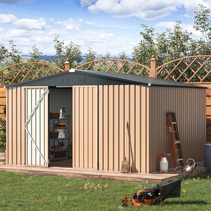 AECOJOY 12' x 10' Outdoor Storage Shed, Large 10x12 Metal Sheds & Outdoor - Image 4
