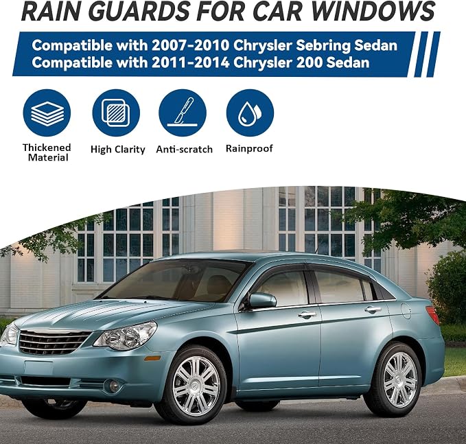 4pcs Front+Rear Smoke Tint Sun/Rain Guard Outside Mount Tape-On Vent Window - Image 2