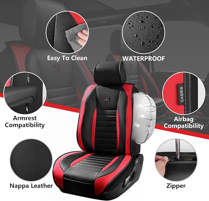 CAR PASS Nappa Leather Car Seat Covers Front Seats, Luxury Seat Protector - Image 2