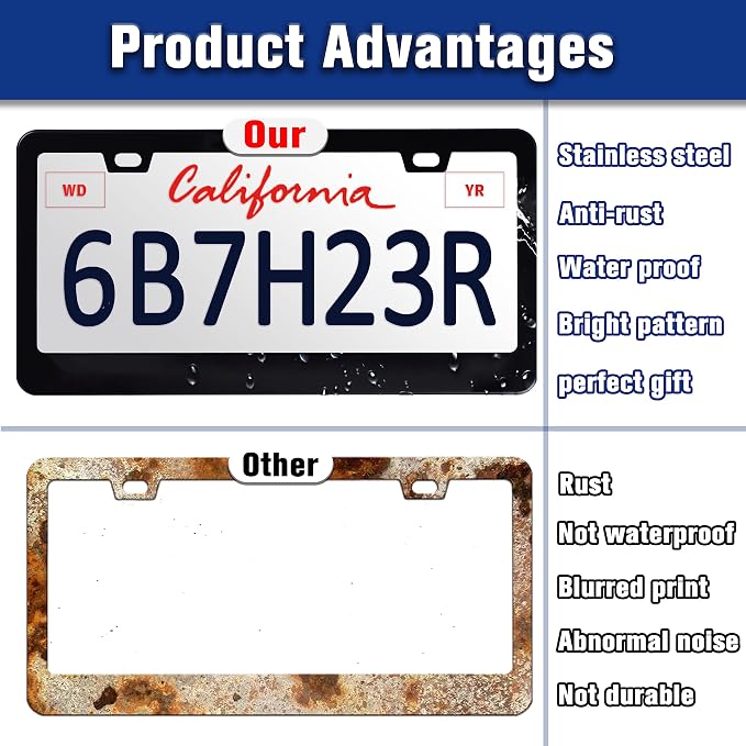 Sugar Skull License Plate Frame Skeleton Flowers License Plate Holders Funny - Image 4