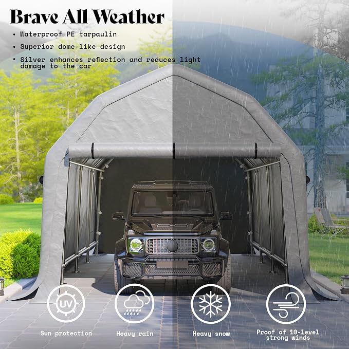 AMERLIFE 12x24 FT Heavy Duty Carport Garage Canopy, All-Weather Steel Frame - Image 4