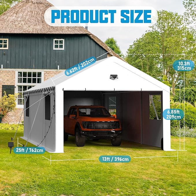 13x25 Carport Canopy, Heavy Duty Car Port, Portable Car Ports Garage - Image 2