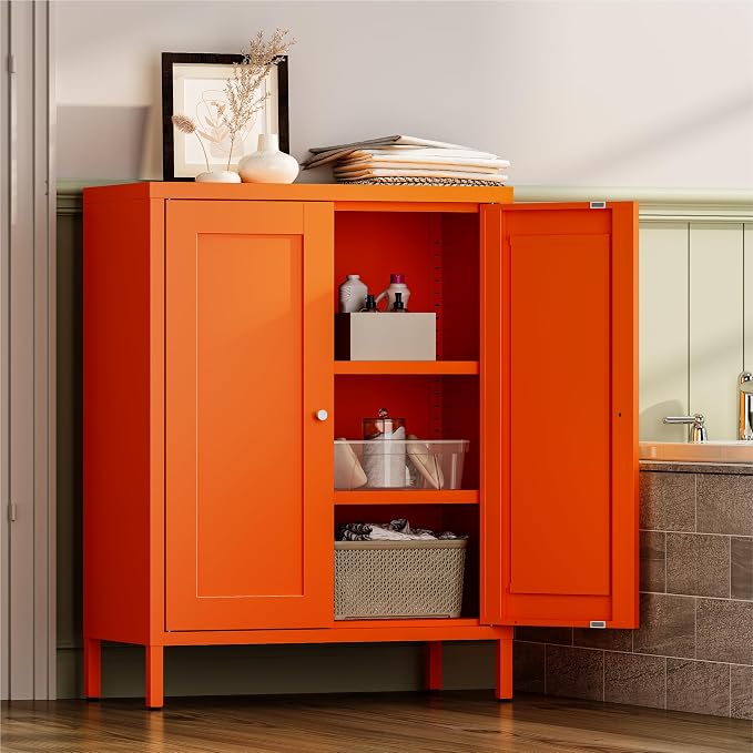 Metal Bathroom Storage Cabinet, Bathroom Floor Storage Cabinet - Image 3