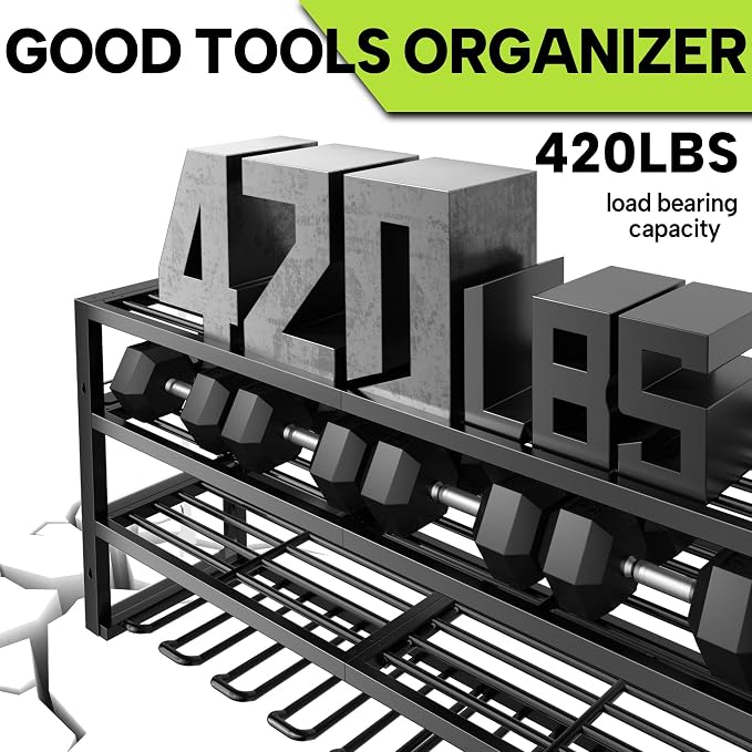 Large Power Tool Organizer Wall Mount, 4 Layers 8 Drill Holder Heavy Duty Metal - Image 2