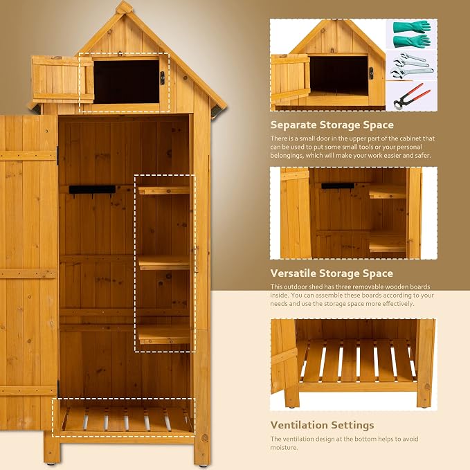 30.3" L X 21.3" W X 70.5" H Outdoor Storage Shed - Image 6