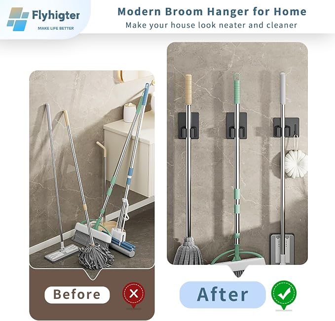 8 Pack Stainless Steel Mop Clips – Heavy Duty Wall Mounted Broom Holders - Image 4