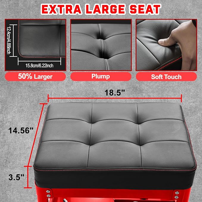 Rolling Mechanic Shop Stool - Image 3