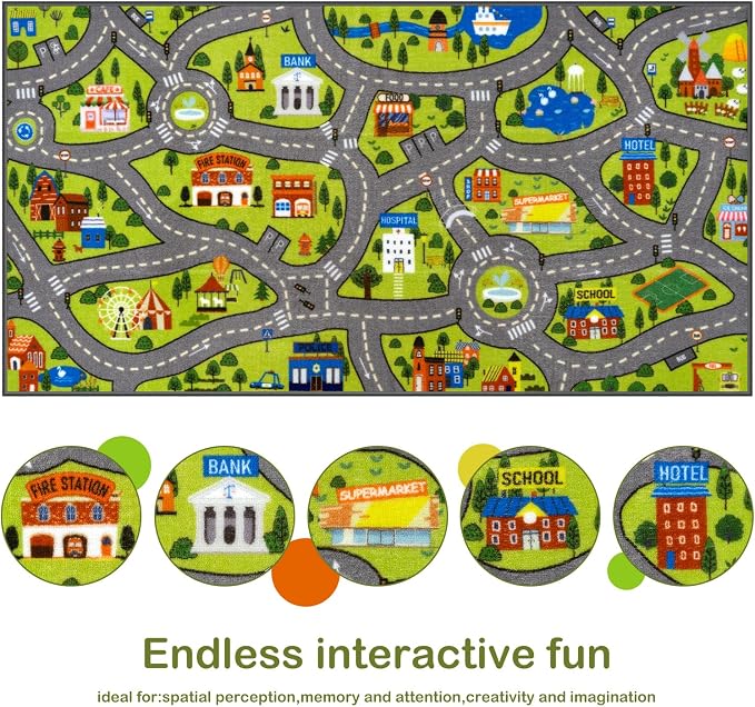 STARUIA Washable Kids Play Rug for Playroom, Boys Car Rug for Kids Toy Cars - Image 4