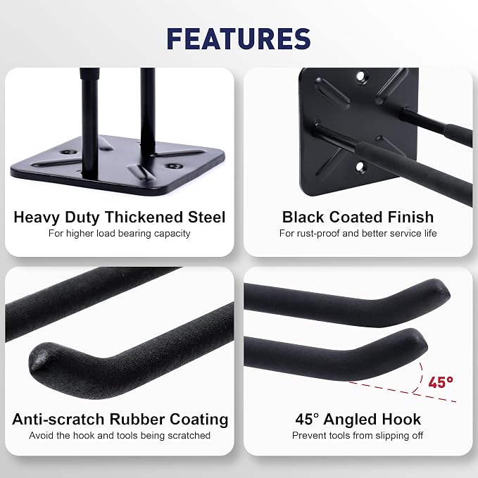 SMART JERRY - Garage Hooks Heavy Duty Tool Organizer │Wall Mount Hooks - Image 3