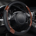 CAR PASS Wood Grain Microfiber Leather Sporty 14.5-15 inch Steering Wheel Cover by CARPASS