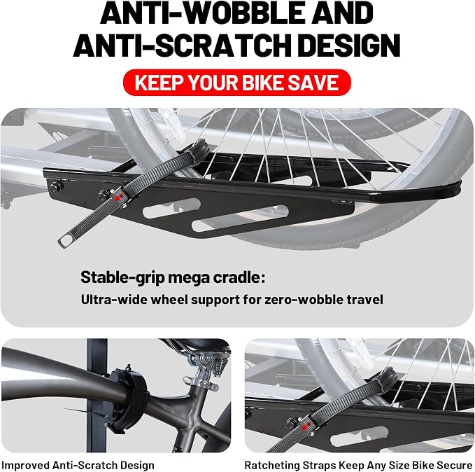 200 lbs. Hitch Mount Bike Rack, fits Cars, Trailers - Image 4