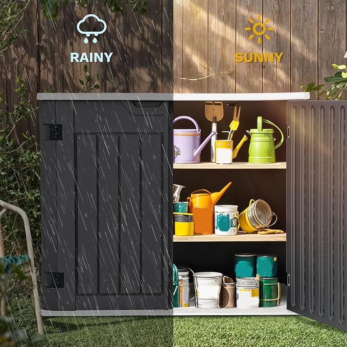 DWVO 47 cu ft Spacious Horizontal Storage Unit, Outdoor Resin Tool Locker - Image 3