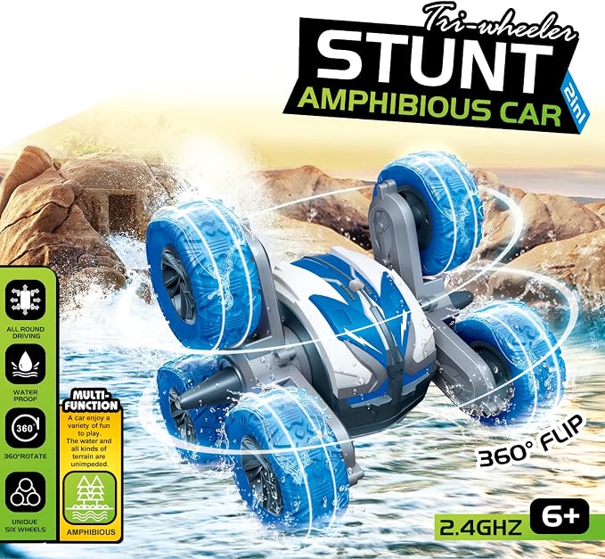 Threeking Waterproof RC Stunt Car Remote Control Cars Double-Sided Driving 360 - Image 2