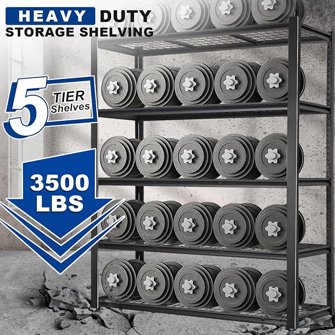 BILT HARD 48" W x 24" D Garage Shelving 3500 LBS, Industrial 5-Tier Heavy Duty - Image 3