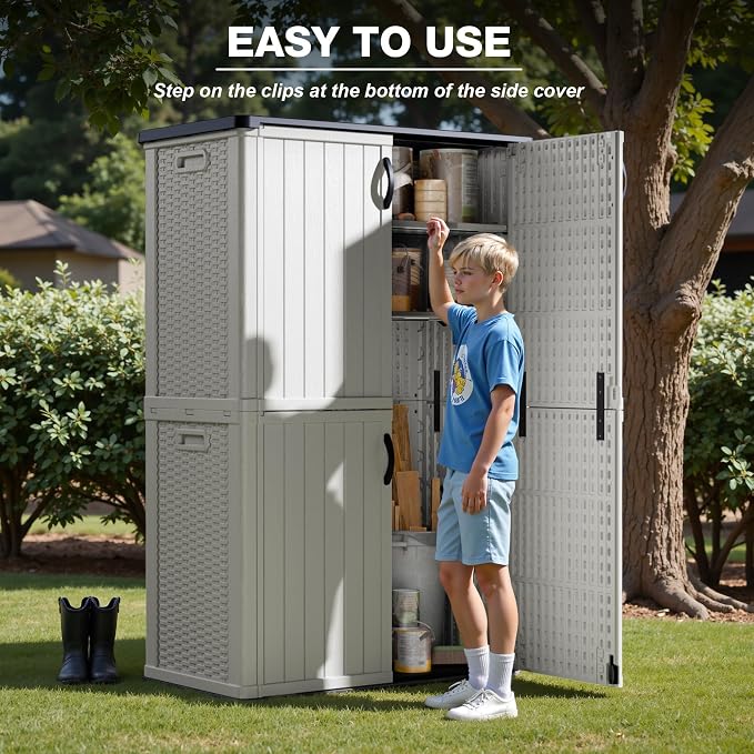 Greesum Outdoor Storage Cabinet Without Shelves, 45 cu.ft Outdoor Waterproof - Image 3