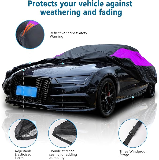 MORNYRAY Waterproof Car Cover All Weather Snowproof UV Protection Windproof - Image 2