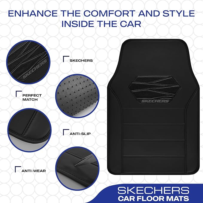 Skechers Memory Foam Car Mats, Leather Piping - Image 4