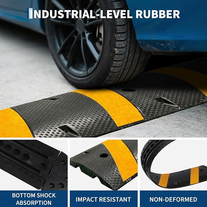 4 PCS 6FT Speed Bumps Wite End for Road, Heavy-Duty 25, 000 lbs Capacity - Image 8