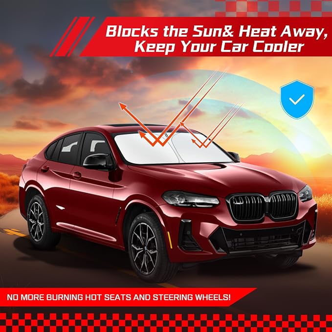 ARISMOTOR Windshield Sun Shade for BMW X4 2019-2025, Custom Fit Foldable Front - Image 7