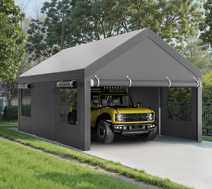 Walsunny Carport, 12x20 ft Heavy Duty Carport Canopy by Walsunny