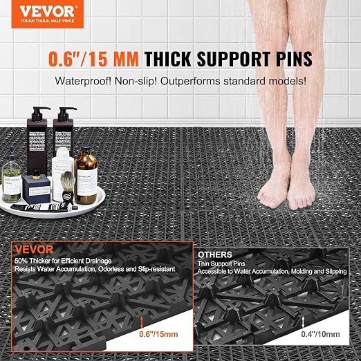 VEVOR Interlocking Tile 50PCS Black, Drainage Tiles 12" x 12" Splicing - Image 2