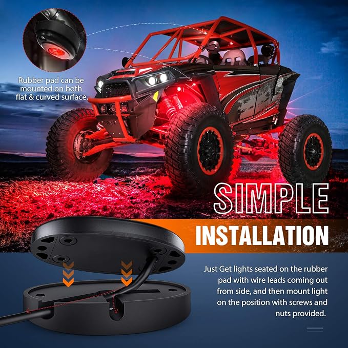 Nilight LED Rock Light 4PCS Underglow Wheel Well Pods Waterproof Exterior - Image 6