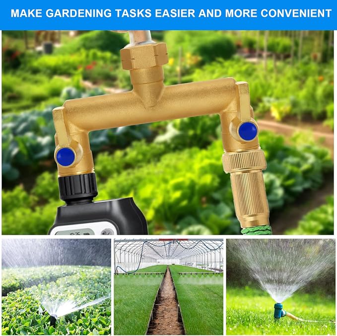 Brass Garden Hose Splitter, Garden Hose Splitter 2 Way Heavy Duty, - Image 6