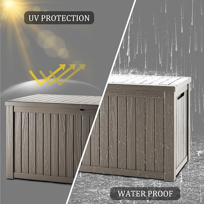 270 Gallon Lockable Resin Deck Box, Waterproof & UV-Resistant Outdoor Storage - Image 7