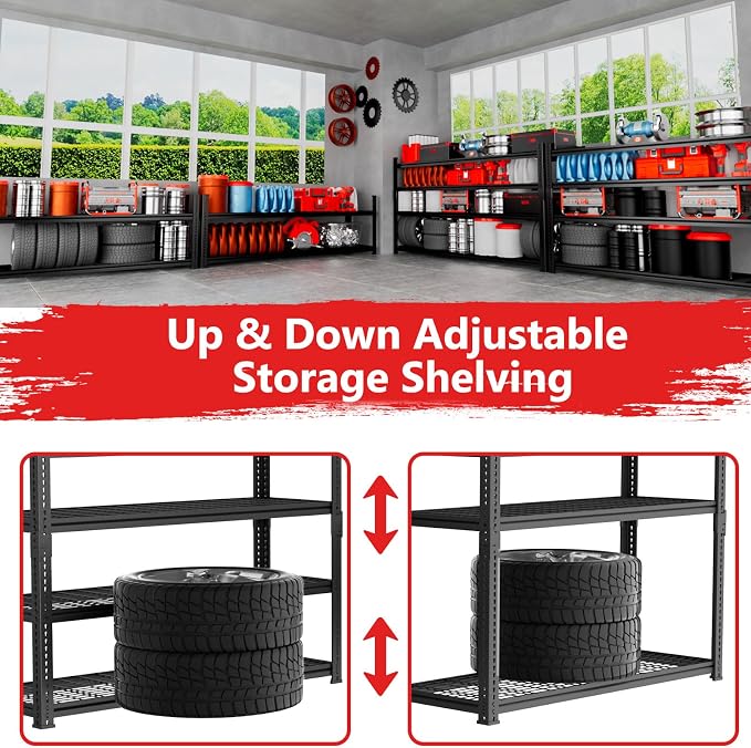 Storage Shelves 2PCS, Garage Shelving Heavy Duty 1920LBS Capacity, 4 Tier - Image 6