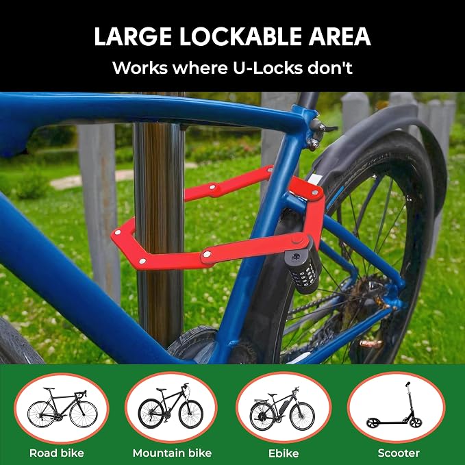 Foldable Combination Bike Lock | 4-Digit Anti-Theft, Heavy-Duty FortiCore™ - Image 6