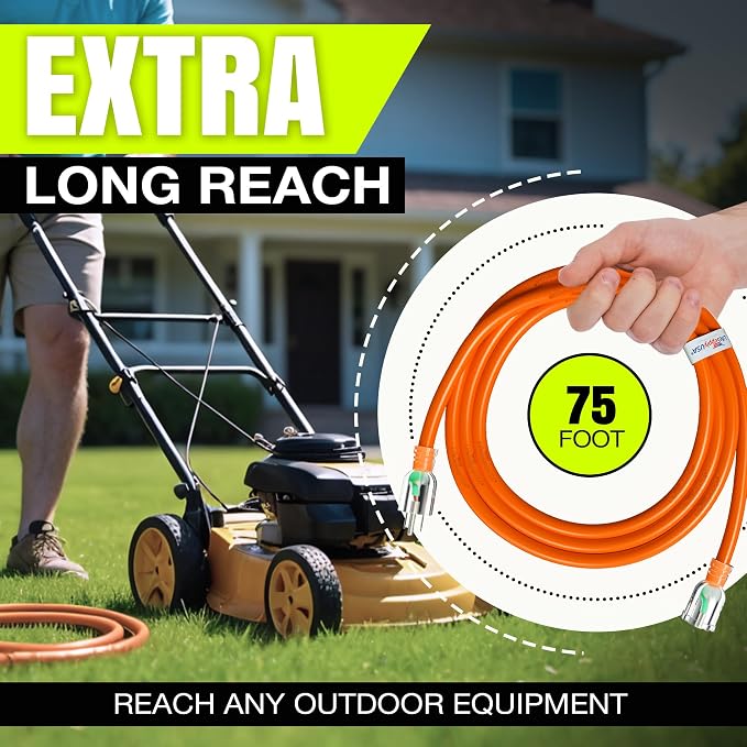 75ft Outdoor/Indoor Extension Cord 10/3 Gauge Ultra Heavy Duty 3 Prong SJTW - Image 6