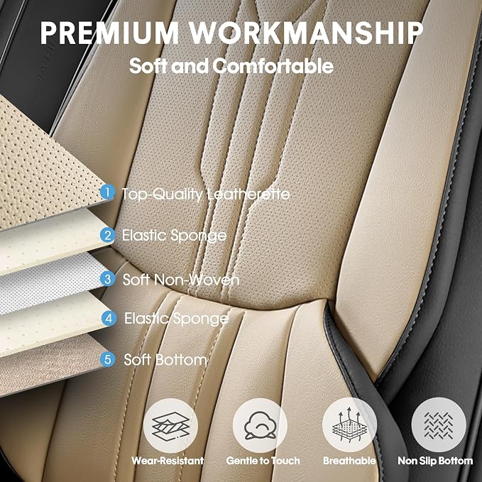 AOOG Car Seat Covers Full Set, Leather Seat Covers - Image 5